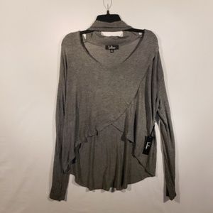 Lulu's gray modal long sleeve choker layered top